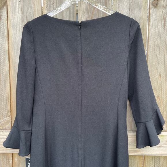 Karl Lagerfeld Dress NWT black Size 6 Midi Tulip Sleeve Classic Versatile - Picture 7 of 11